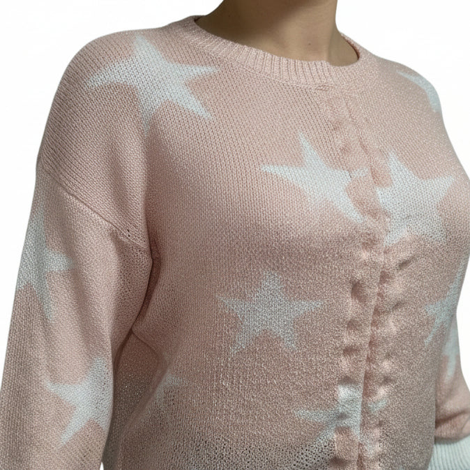 Pink Star Ruched Knit Top