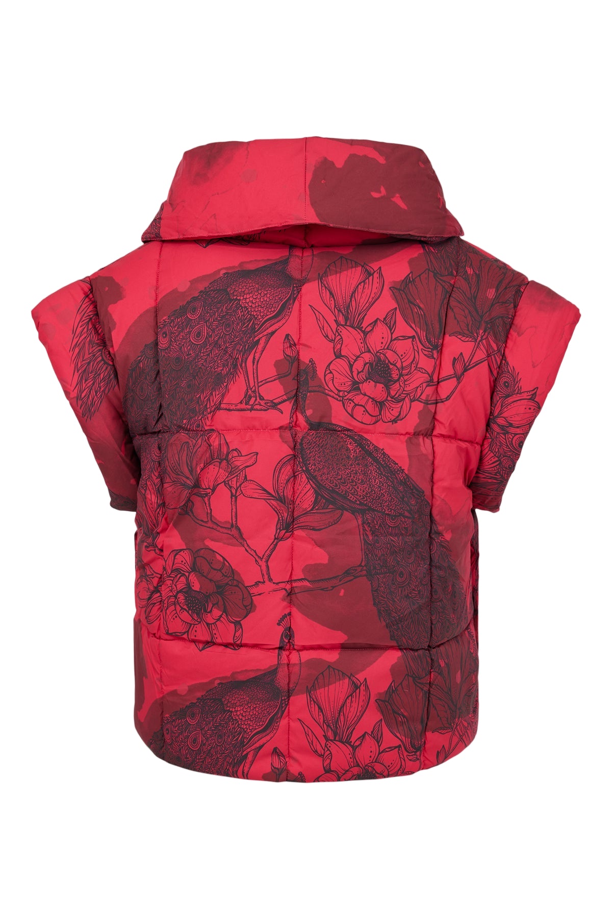 Red Convertible Puffer Coat Vest