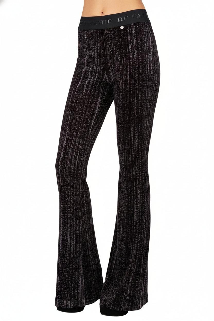 Crushed Black Velvet Pants