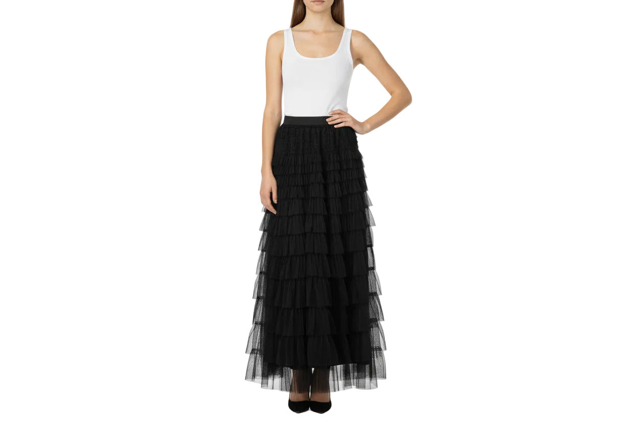 Black Maxi Tiered Skirt