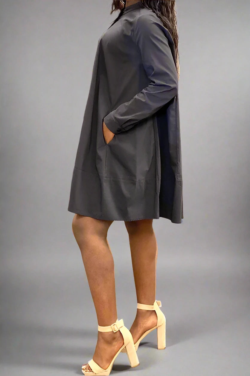 Black Bubble Shirt-Dress