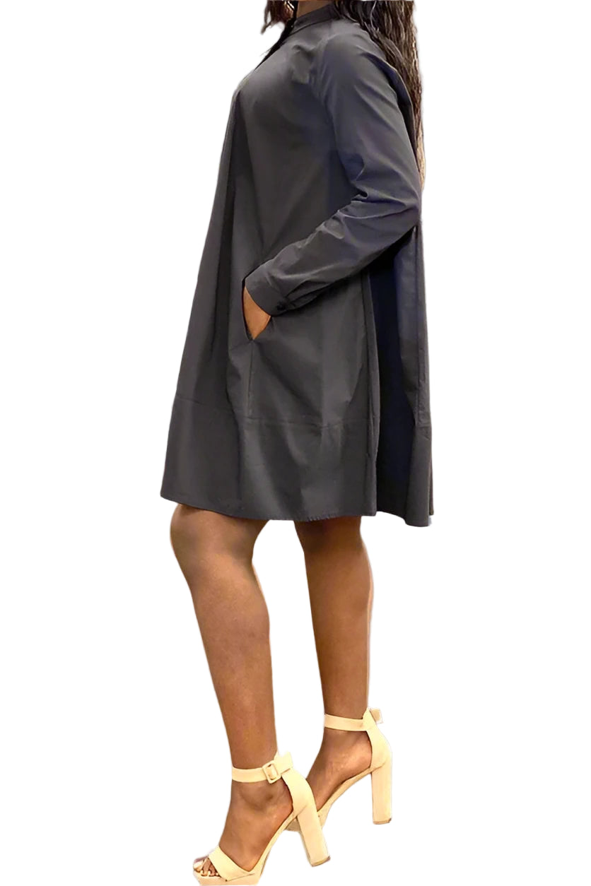 Black Bubble Shirt-Dress