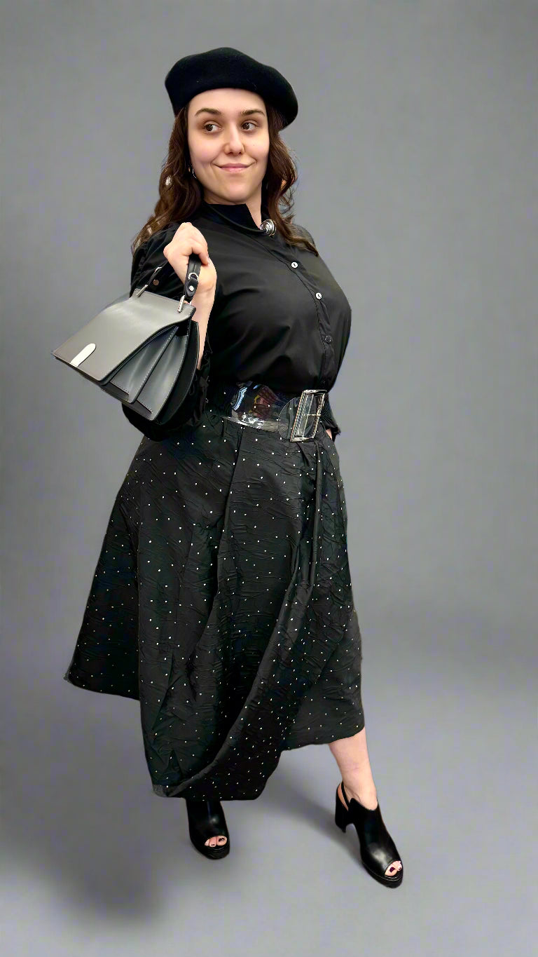 Dotted Layers Midi Skirt
