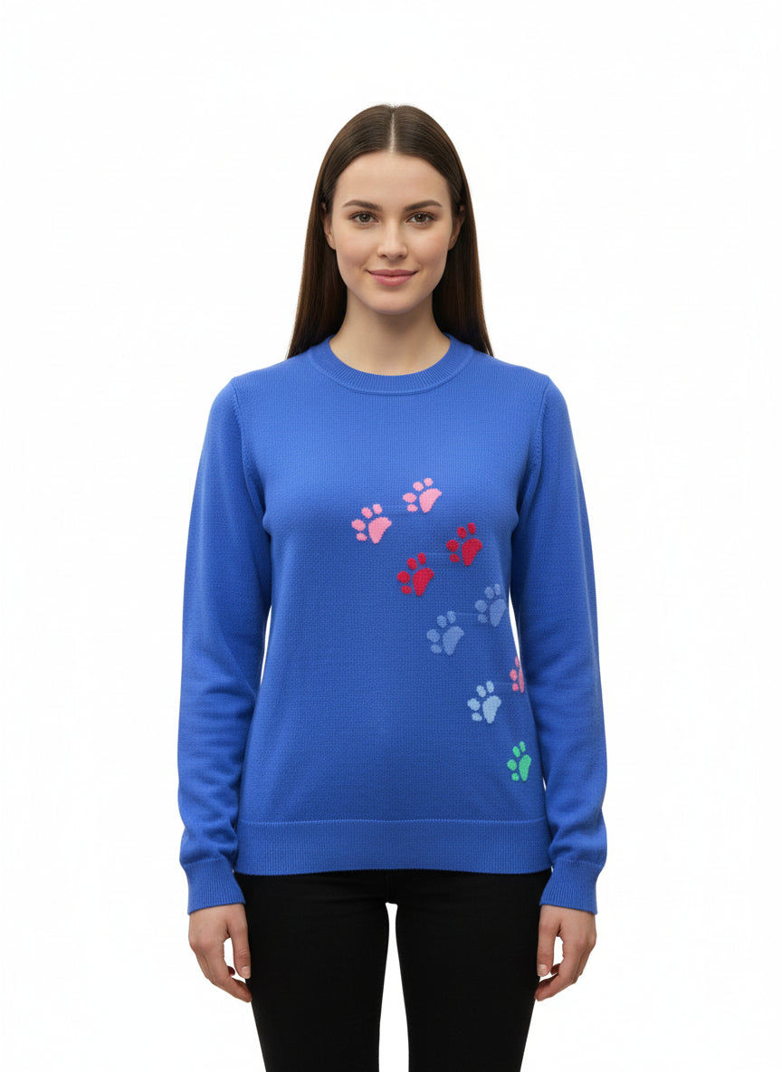 CASHMERE PAW PRINT SWEATER