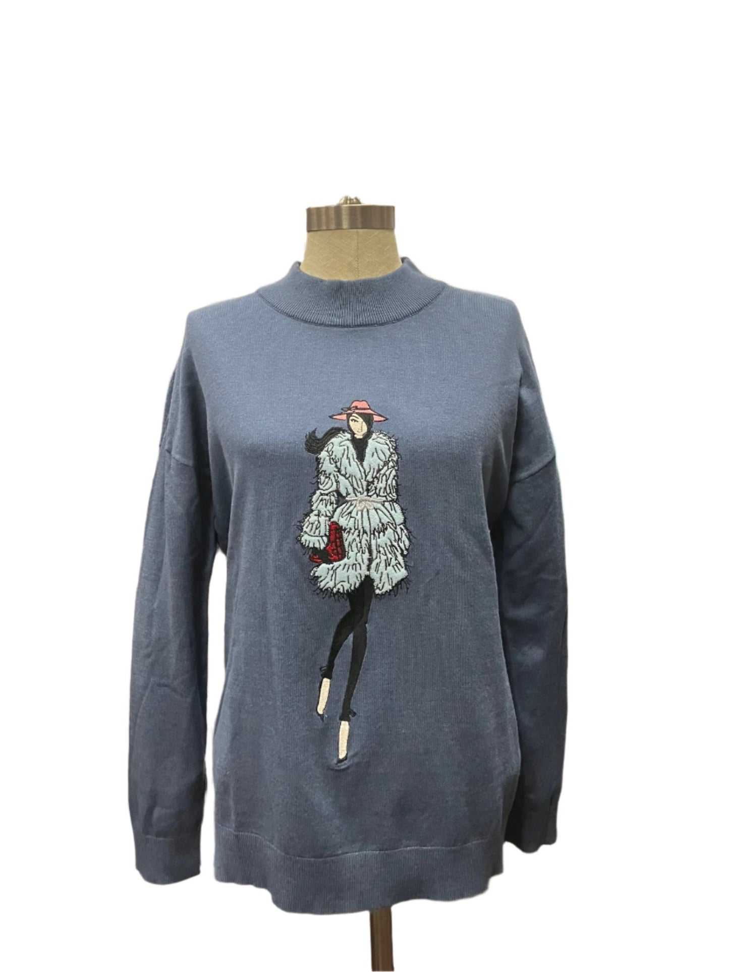 SLATE BLUE FANCY SWEATER