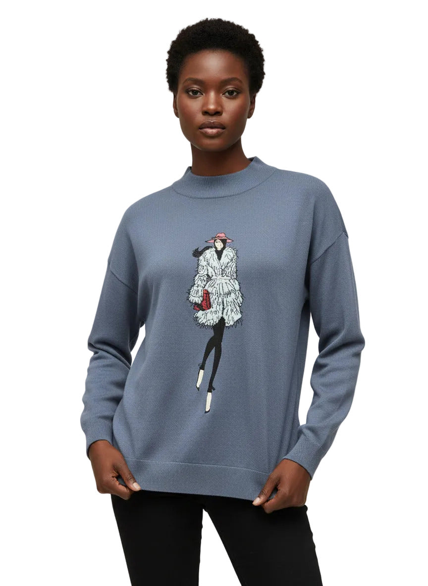 SLATE BLUE FANCY SWEATER