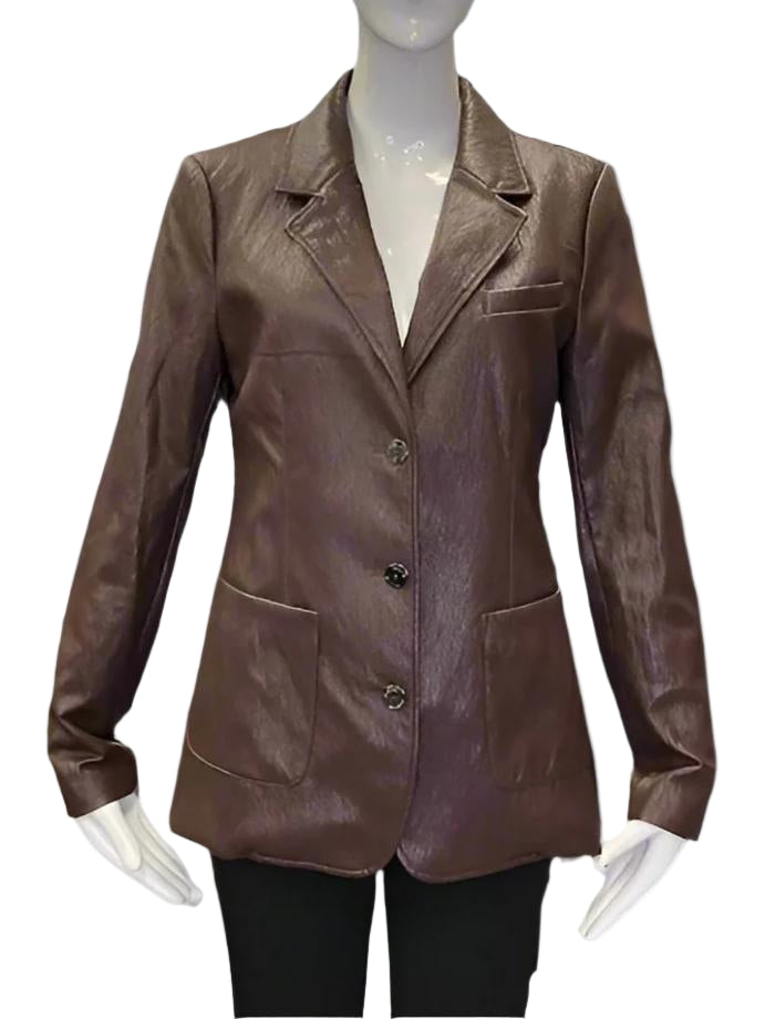 Plum Vegan Leather Blazer