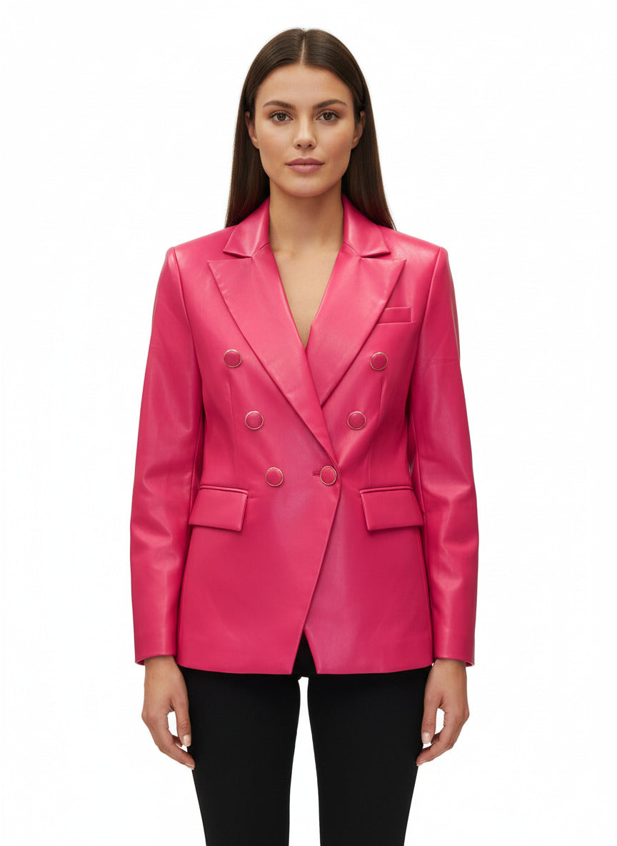Vegan Pop Pink Leather Blazer