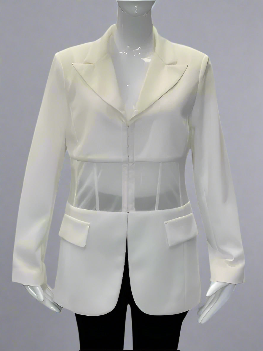 White Mesh Blazer
