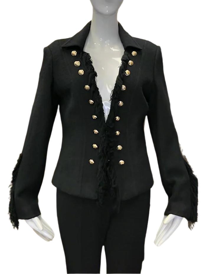 Wool Black Fringe Jacket