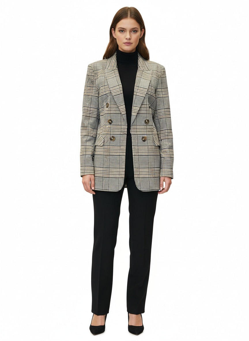 Plaid Carmel & Navy Jacket
