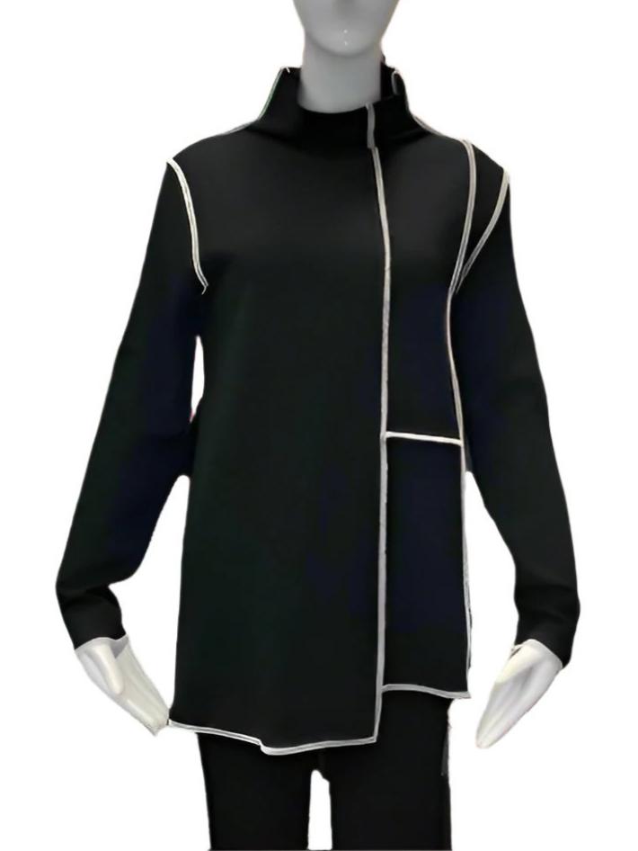 Abstract Faux Turtleneck Top