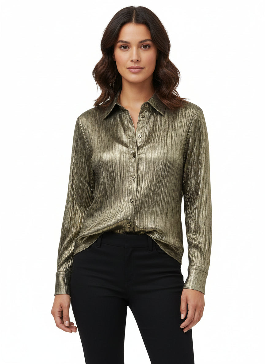Metallic Chartreuse Blouse