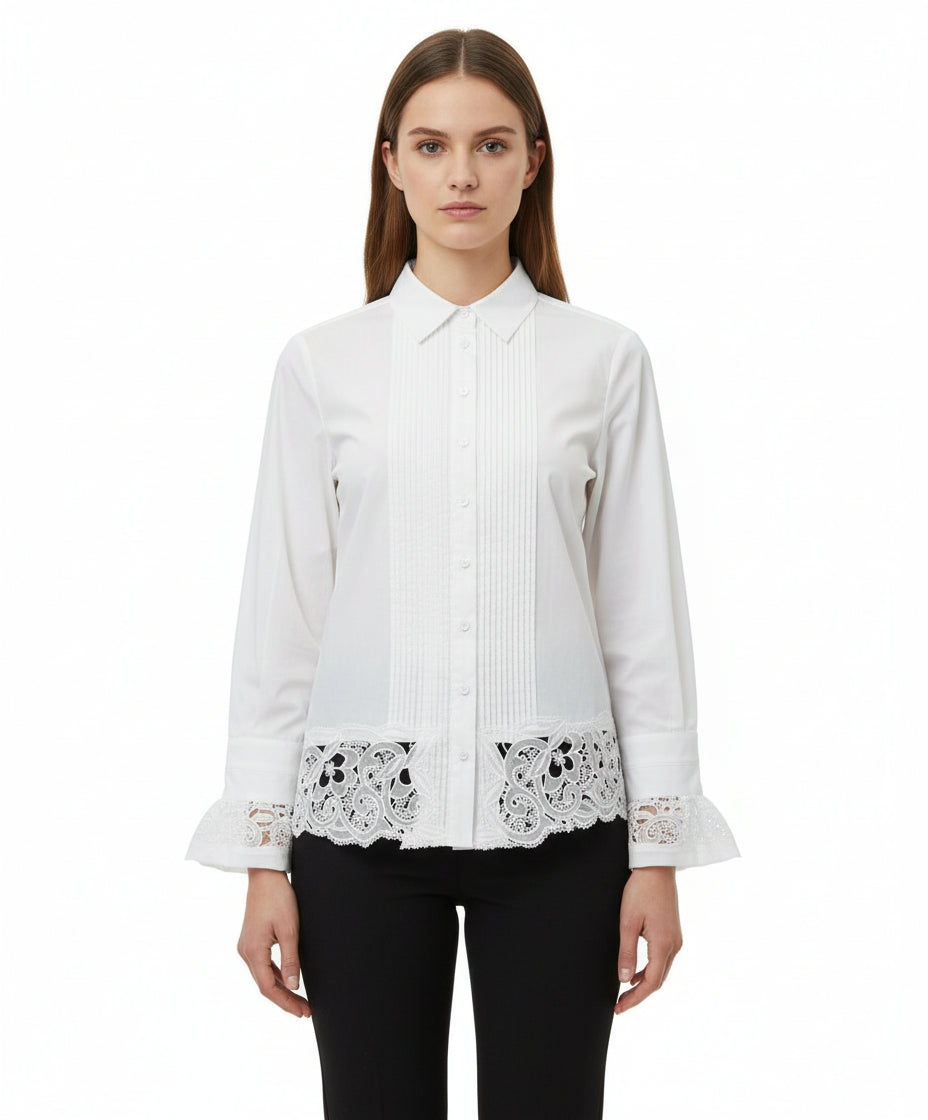 Embroidered Paisley Classic White Top