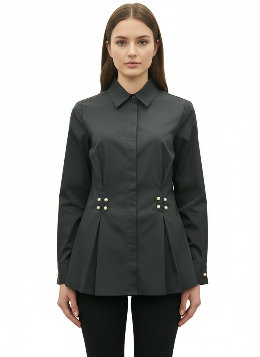 Invisible Button Collar Top