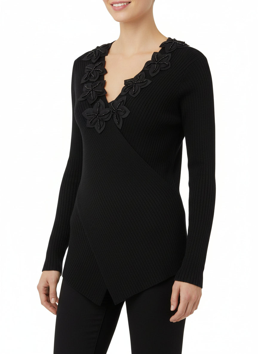 V-Neck Flower Petal Top