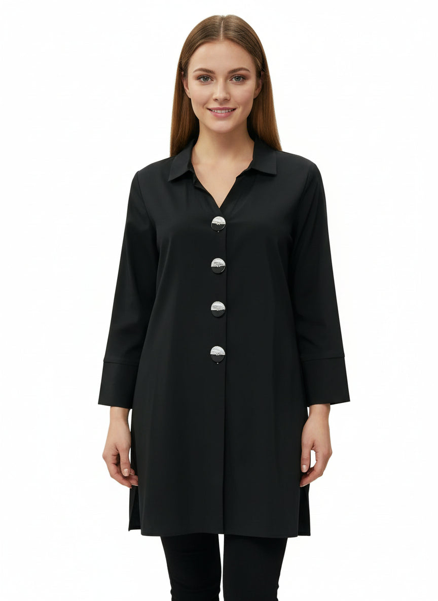 Classic Slim Fit Black& White Button