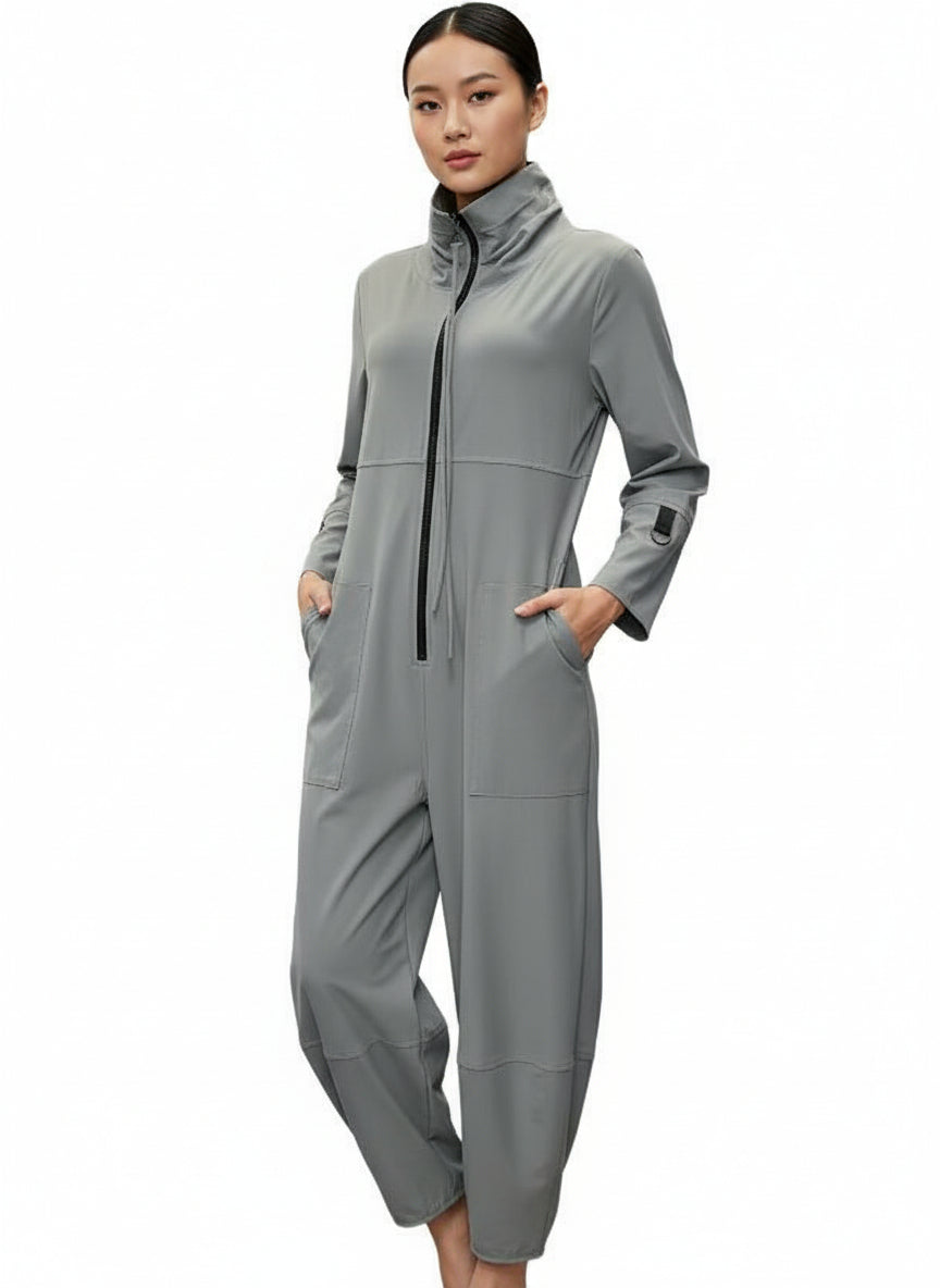 Detailed Front Zipper Jumpsuit