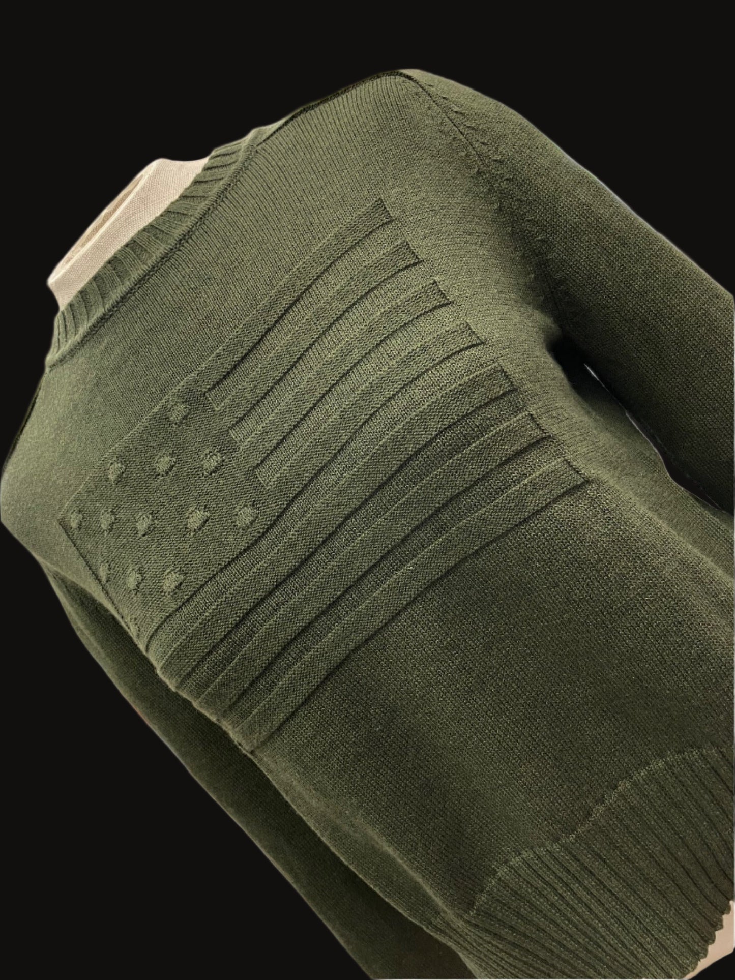 Olive Green American Flag Cashmere Sweater