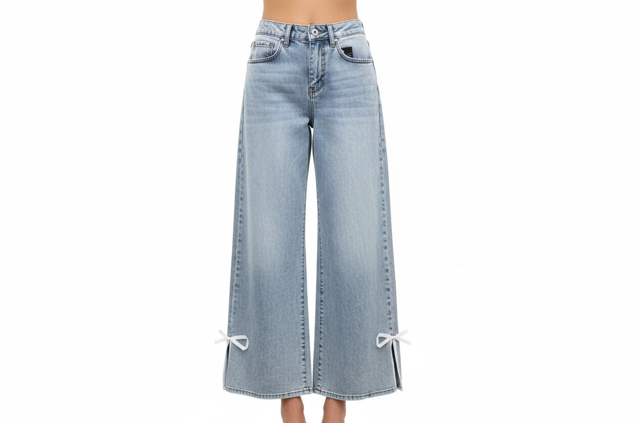 Olivia Mid-Rise Bow Ankle Jeans