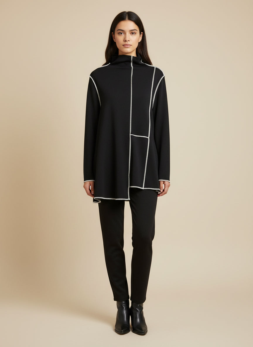 Abstract Faux Turtleneck Top