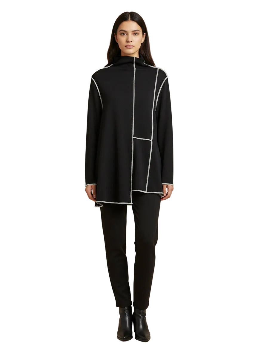 Abstract Faux Turtleneck Top