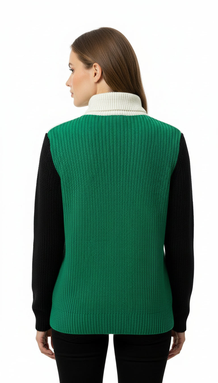 Knit Three-Tone Sweater
