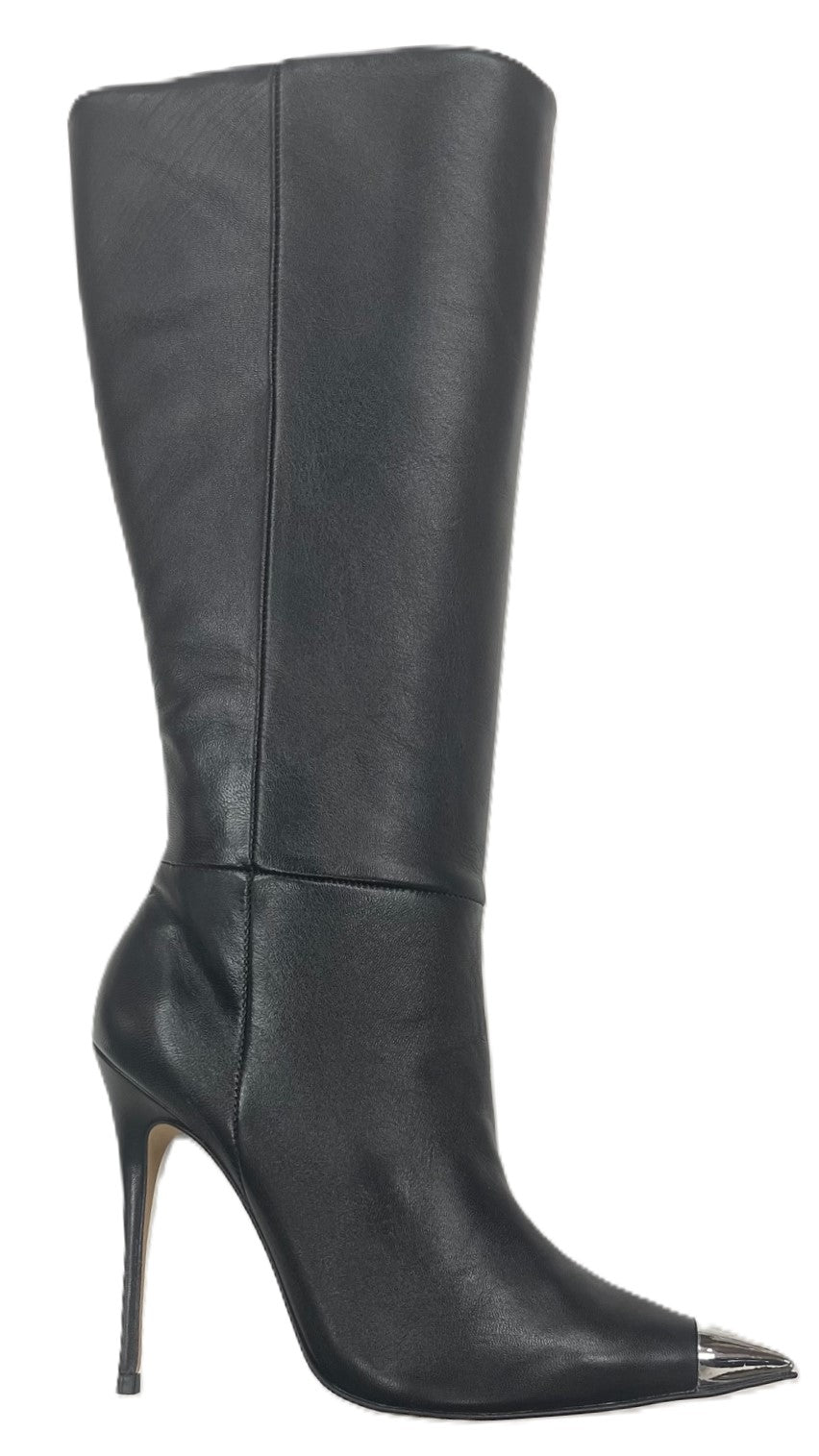 Knee-High Pointed Toe Leather Boots