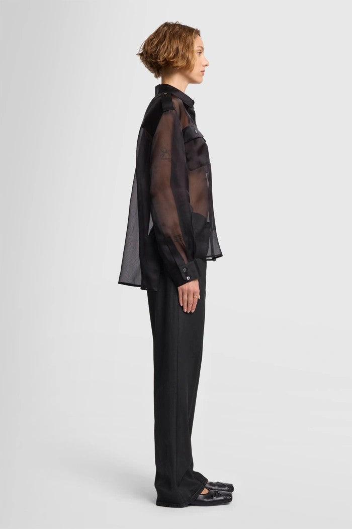 Sheer Organza Button-Up