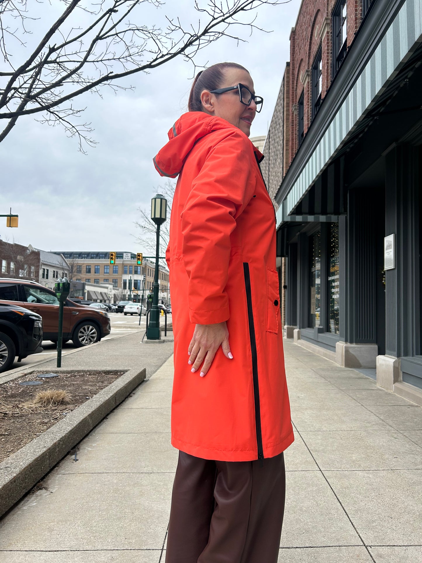 Orange Magic Print Raincoat