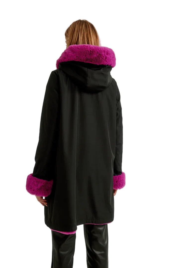 Reversible Vegan Fur Coat - Fuchsia