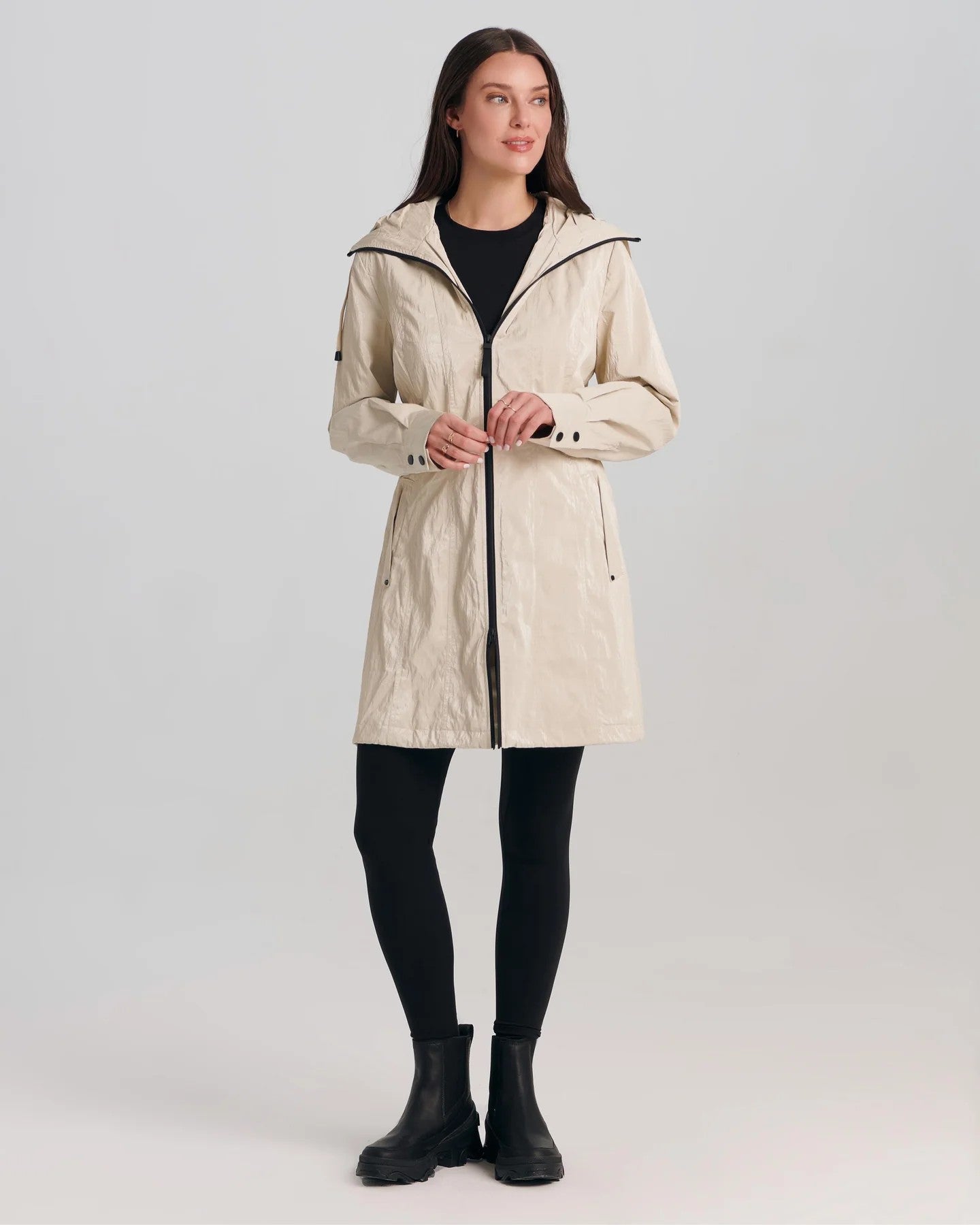 Nikki Jones Cream Crinkle Raincoat
