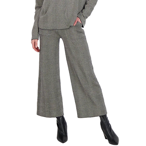 Wide leg herringbone pant