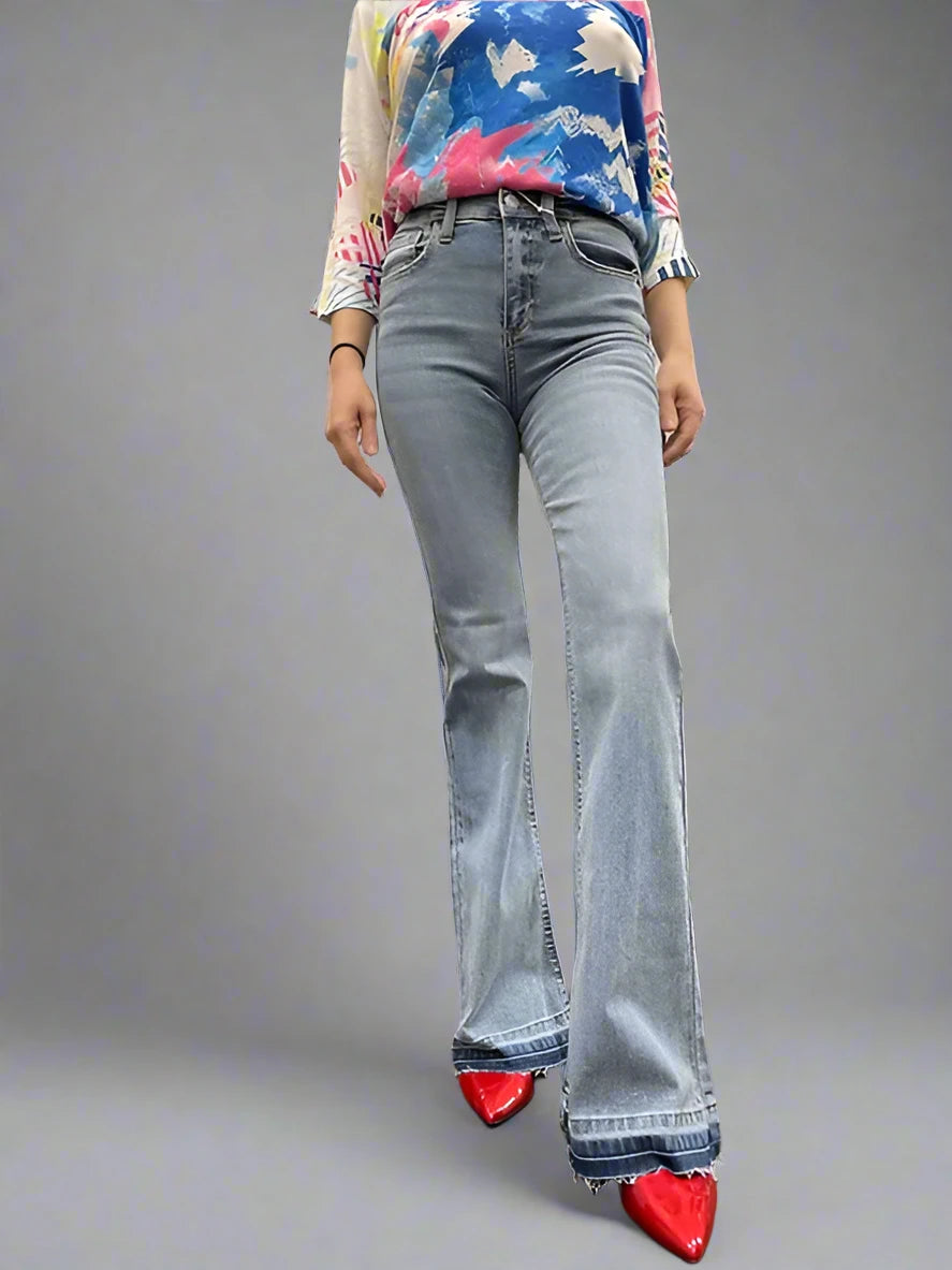 Flared High Rise Denim Jeans