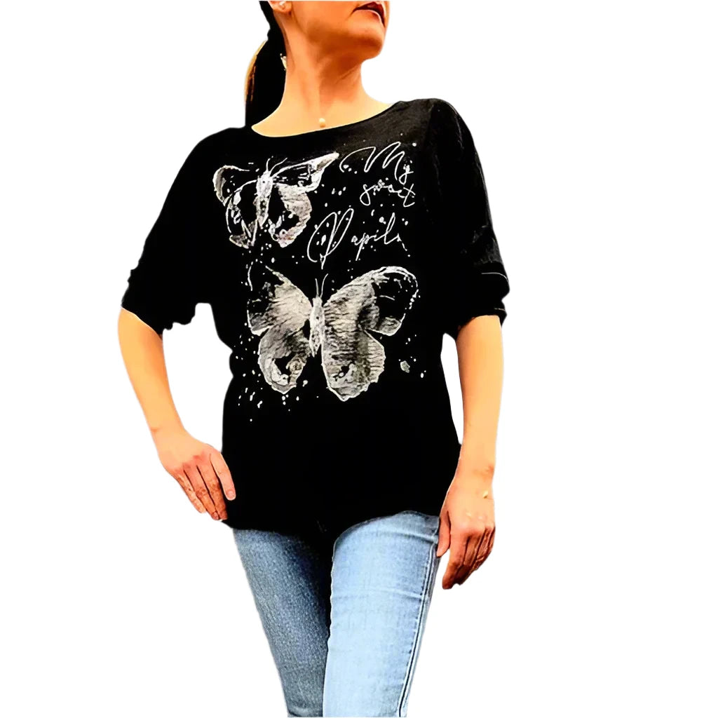 Black Butterflies Top