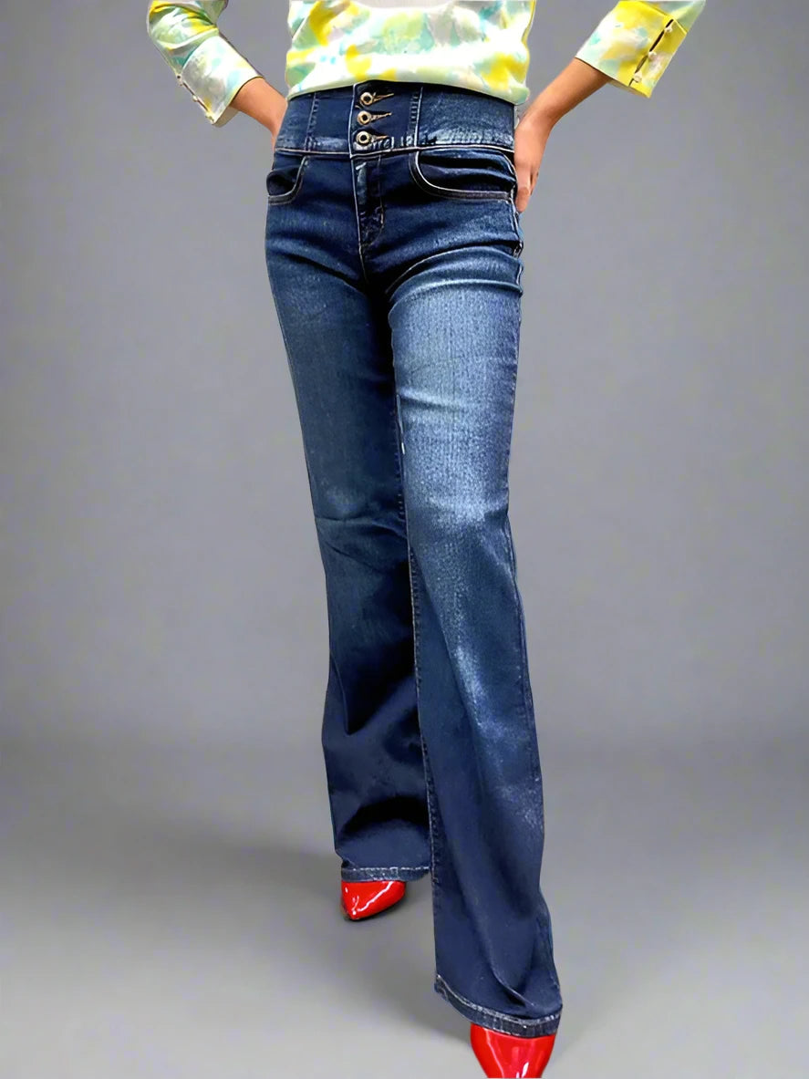 Dark Wash Flared Denim Jeans