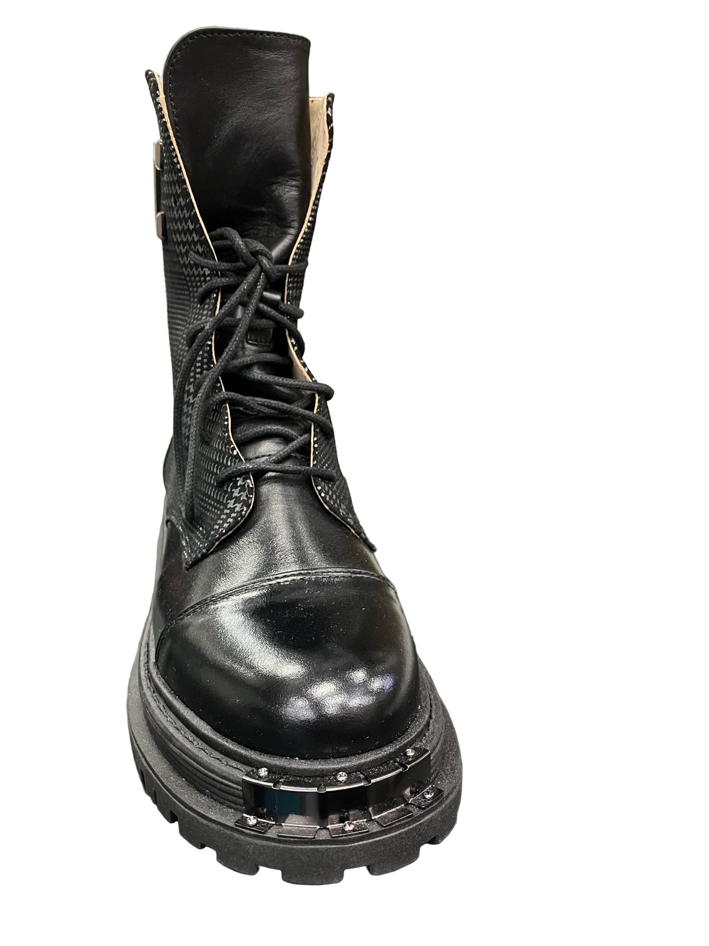 Double Platform Plaid Combat Boot
