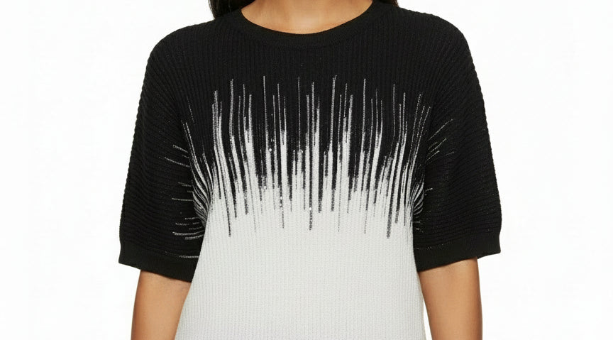 Abstract Black & White Knit Top