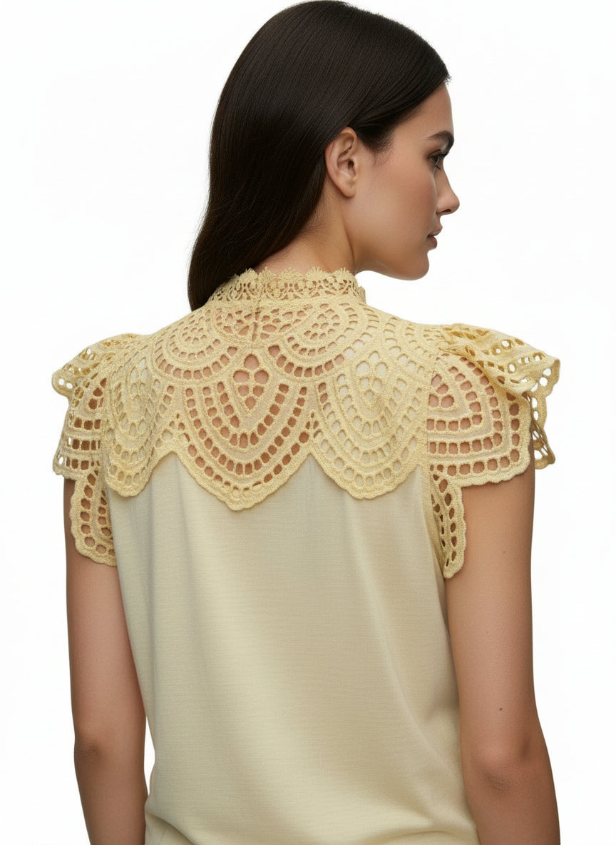 Canary Lace Cut-Out Top