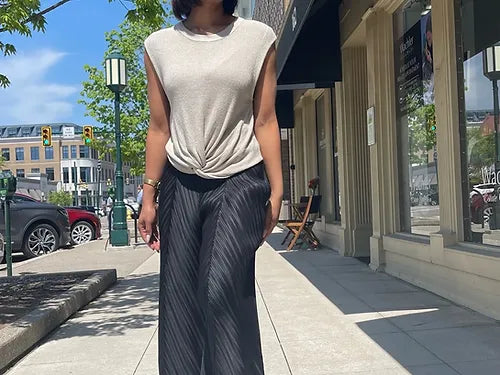 Plisse' Black Culottes Pants