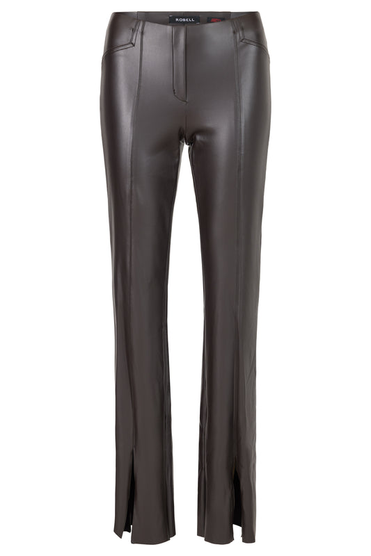 Faux Leather Pants Slit Front