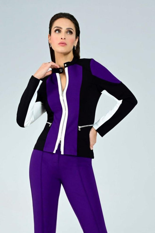 Abstract Moto Zipper Stretch Jacket