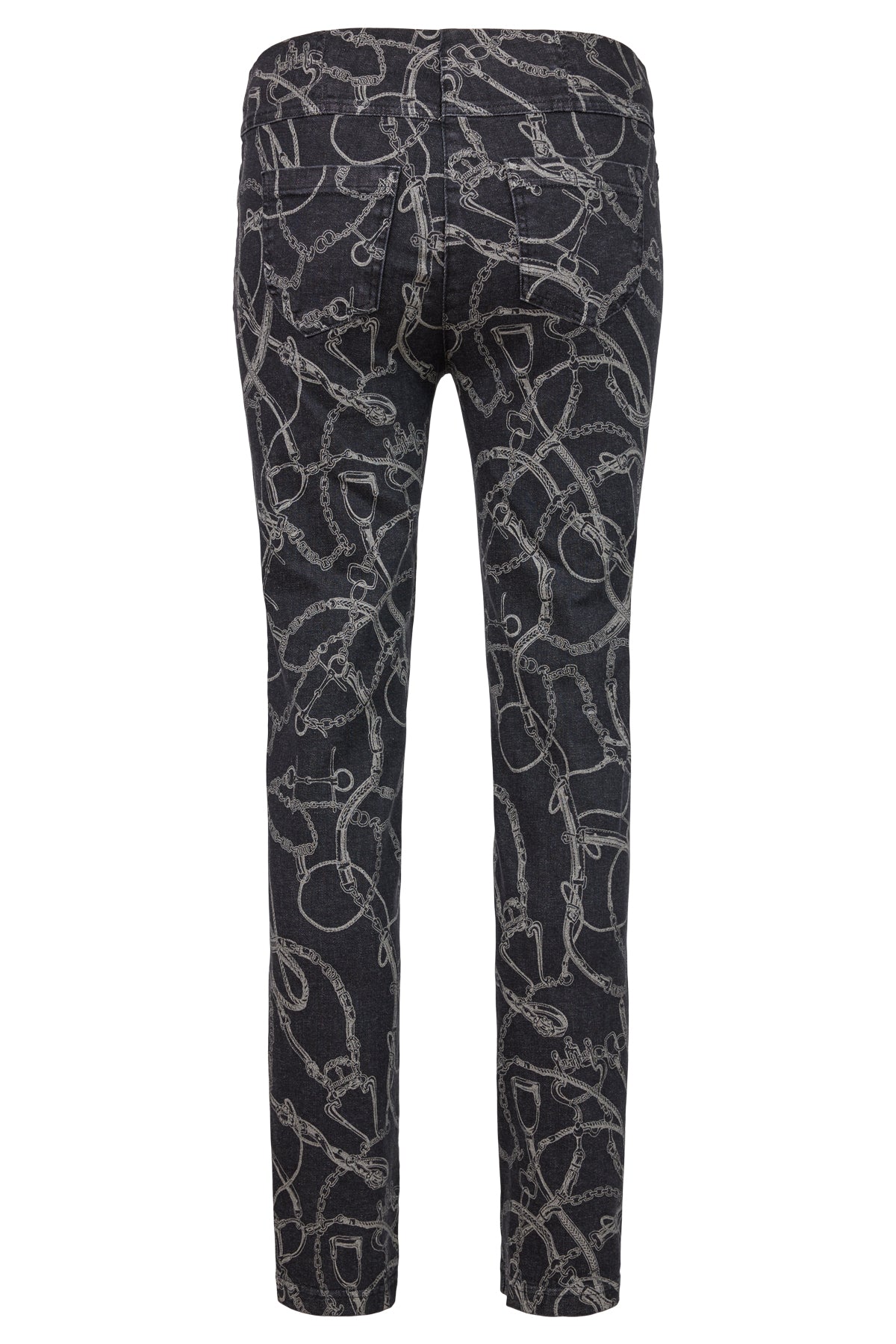 Black Abstract Design Denim Pants