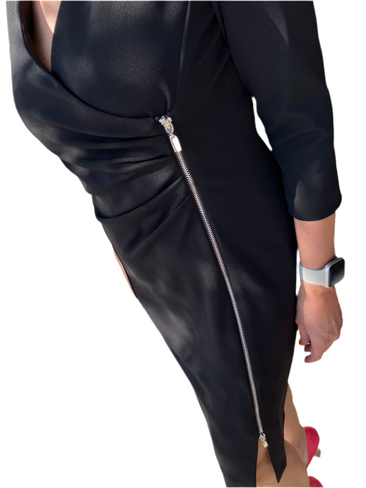 SCAPA BLACK ZIPPER DRESS
