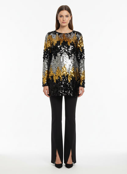Black and Gold Sequins Top-Dress