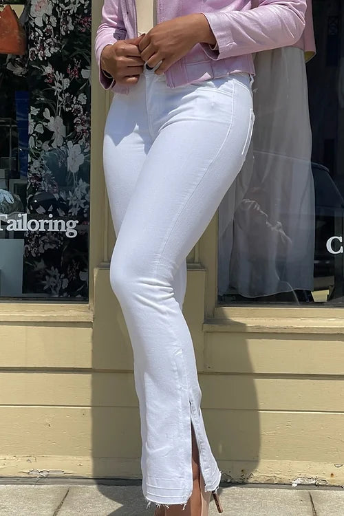 Classic White Pants with zipper
