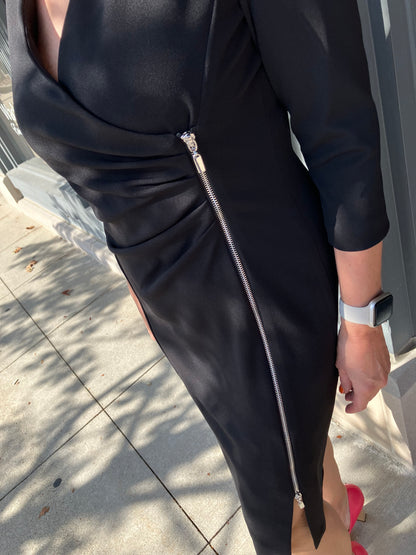 SCAPA BLACK ZIPPER DRESS