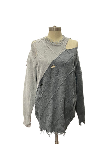 TWO-TONE GREY ARTIST SWEATER