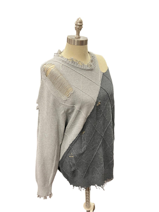 TWO-TONE GREY ARTIST SWEATER