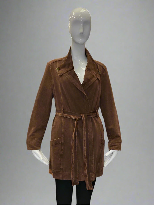 Cognac Brown Cotton Cardigan Jacket